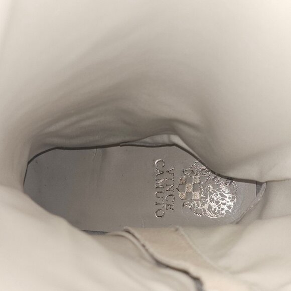 Vince Camuto Sangeti Knee High Boots Women 9 WIDE Ivory Cream Leather Block Heel - Picture 12 of 15